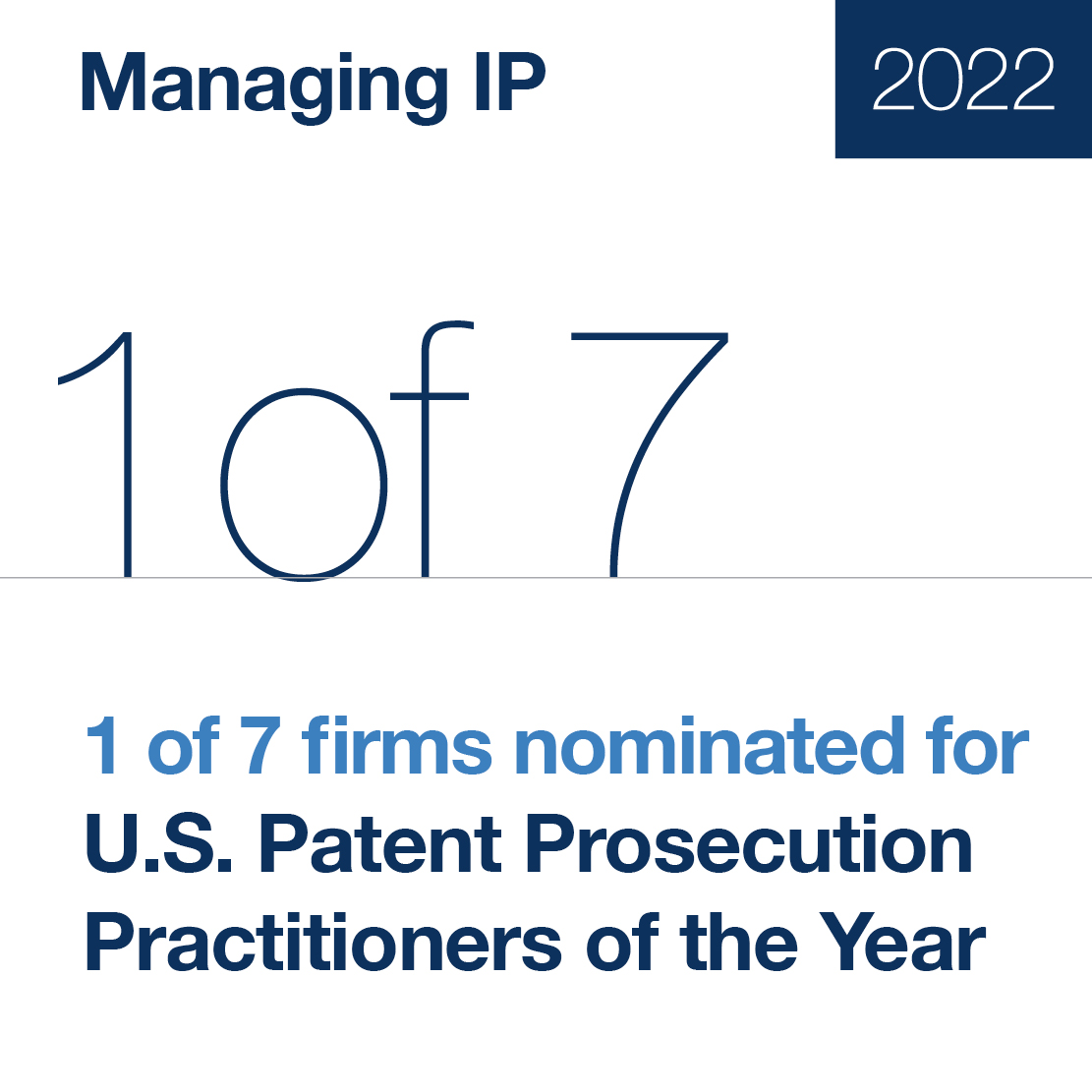 1 of 7 Nominated for Patent Prosecution 2022